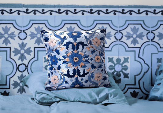 Blue Tapestry Cushion Cover