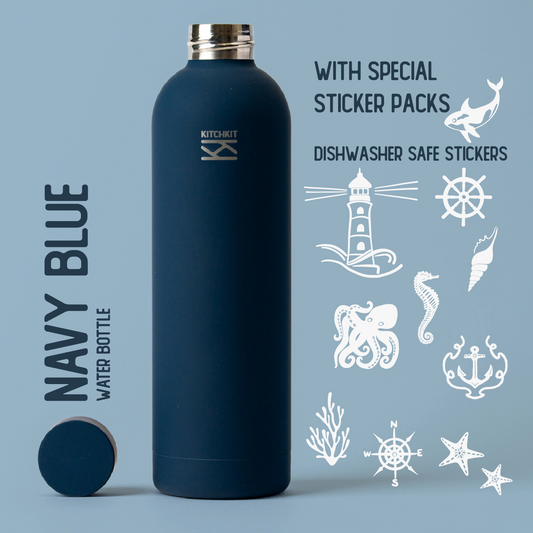 Navy Blue Steel Water Bottle