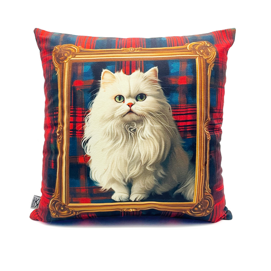 White Cat Cushion Cover