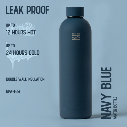 Navy Blue Steel Water Bottle