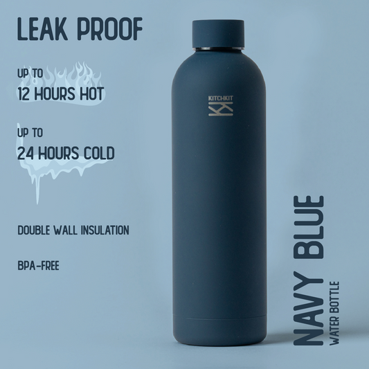 Navy Blue Steel Water Bottle
